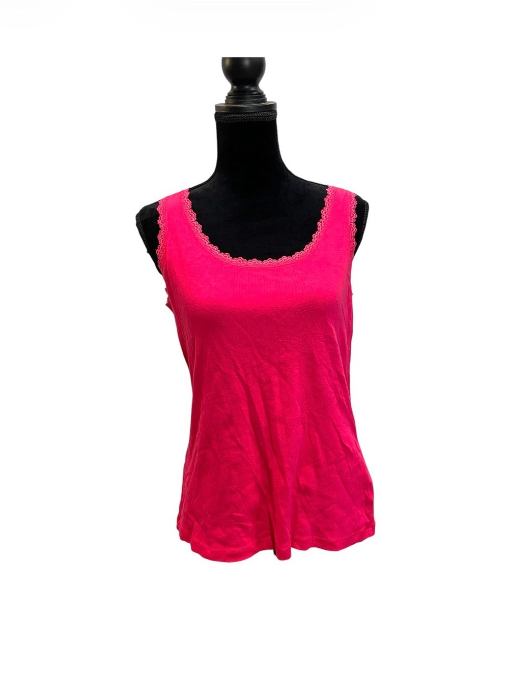 Jones New York Lace-Trim Scoop Tank Top - Bright Pink